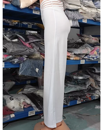 Women's Office Style High Waisted Wide Leg Flared Trousers | Ideal for All Seasons