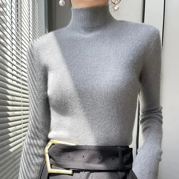 Jersey de cuello alto ajustado y grueso para mujer | Ideal para otoño/invierno