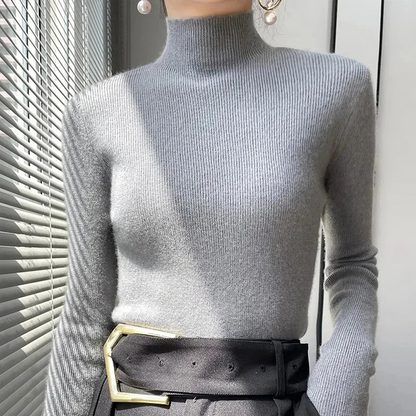 Jersey de cuello alto ajustado y grueso para mujer | Ideal para otoño/invierno