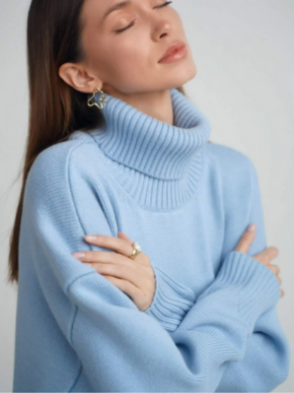 Jersey de punto de cuello alto extragrande para mujer | Ideal para otoño/invierno