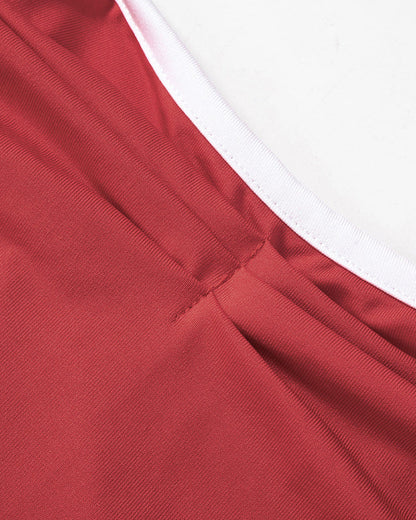 Contrast Color Sleeveless Square Neck Pleated Camisole