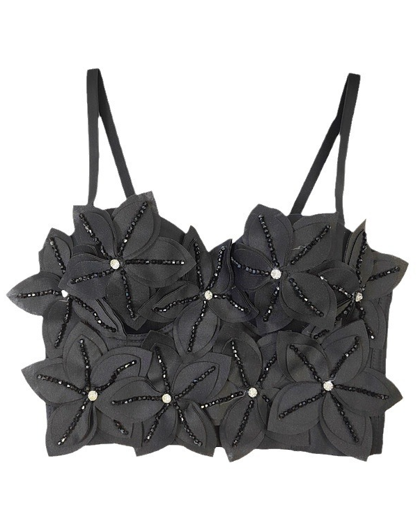 Three-Dimensional Floral Beaded Tube Top