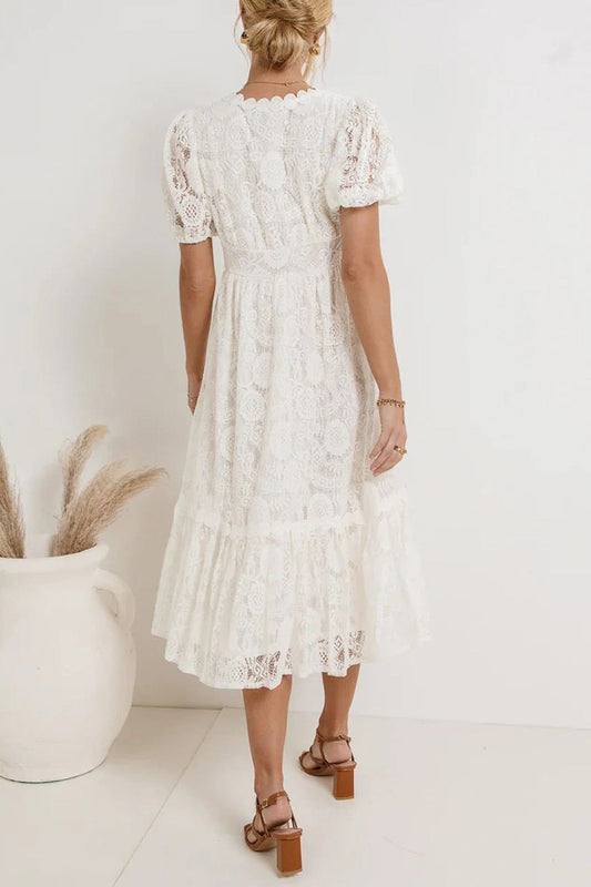 Lace Single-breasted Midi Dress