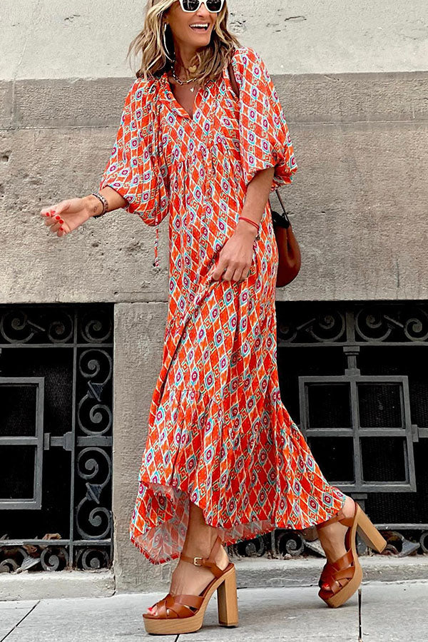 Women's fashionable street picnic bubble sleeve layered elegant party MIDI dress