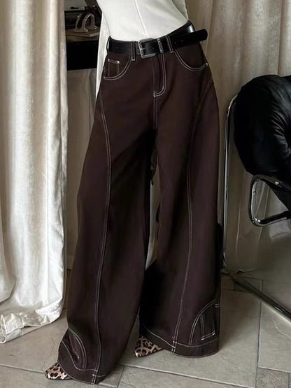 Vintage Brown Wide Leg Boyfriend Jeans