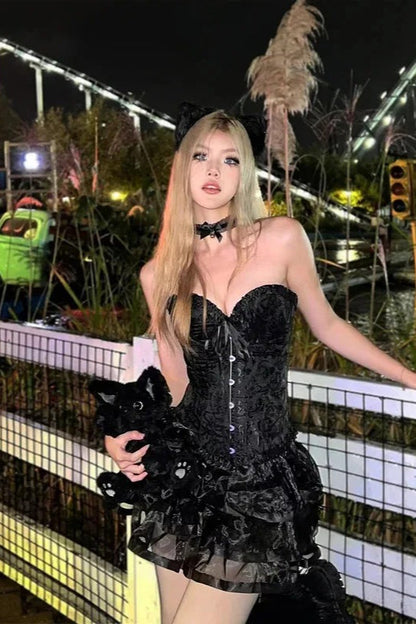 HalloweenSexy Kitty Corset Dress with Puffy Skirt