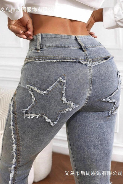 Y2K Deconstructed Raw Hem Skinny Micro Flare Jeans