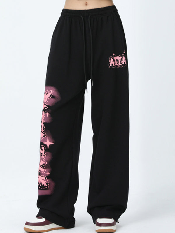 Vintage Letter Print Sweatpants