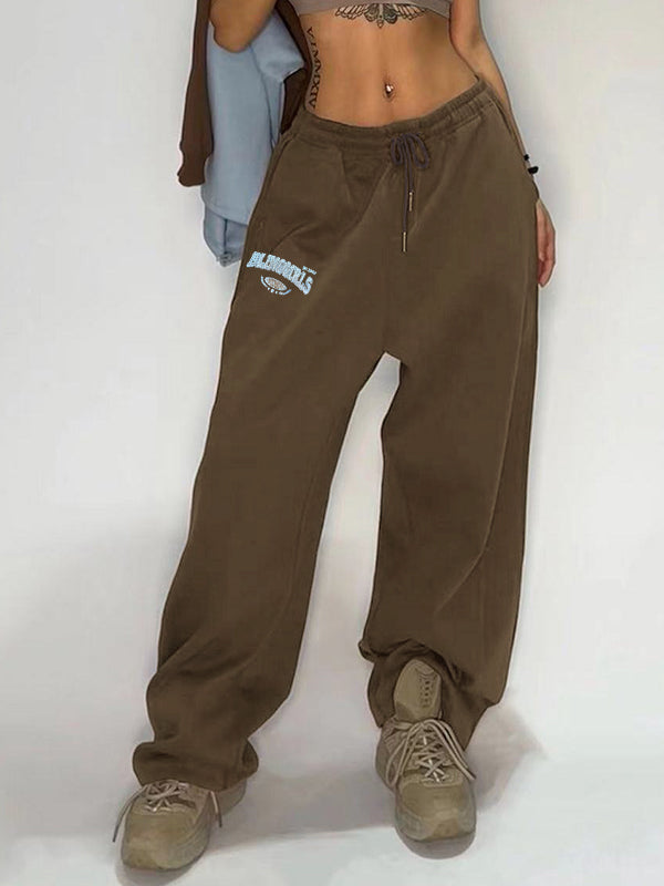 Print Bound Feet High Waist Sporty Sweatpants