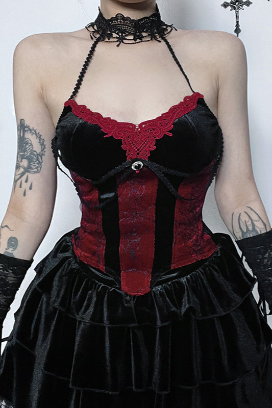 Colorblock Slim Halter Corset