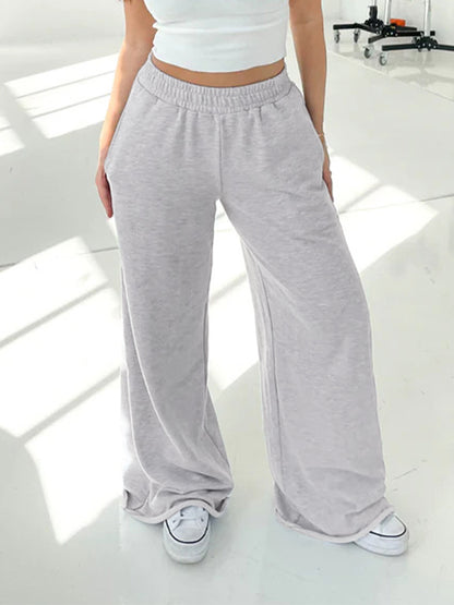 Solid Color Rolled Sweatpants