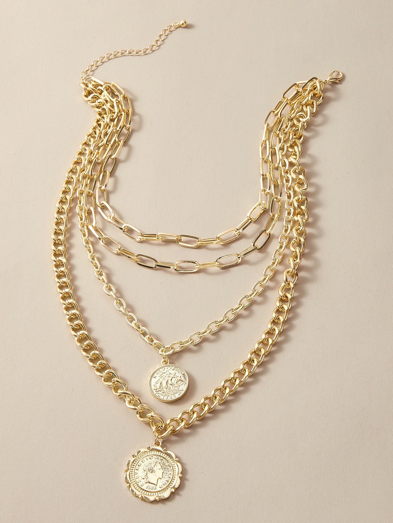 1pc Republica Italiana Coin Charm Layered Chain Necklace for Women