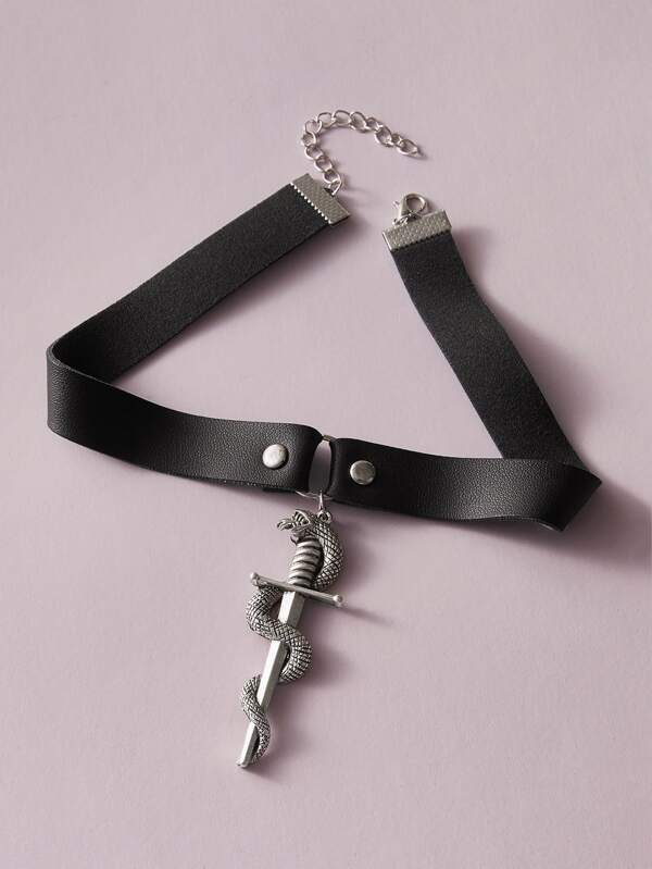 1pc Serpentine Charm PU Choker for Women
