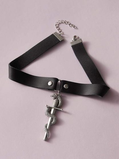 1pc Serpentine Charm PU Choker for Women