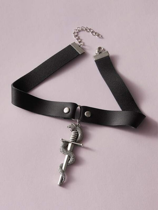 1pc Serpentine Charm PU Choker for Women