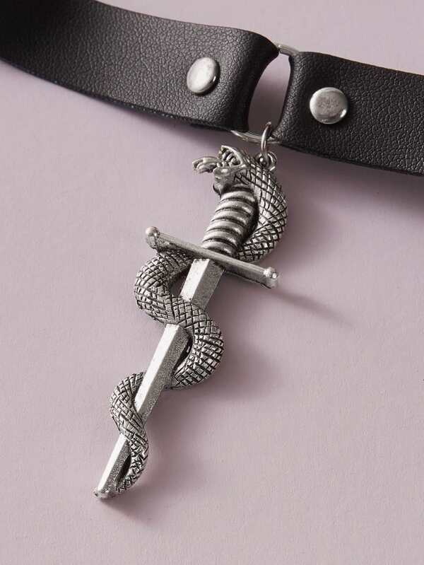 1pc Serpentine Charm PU Choker for Women