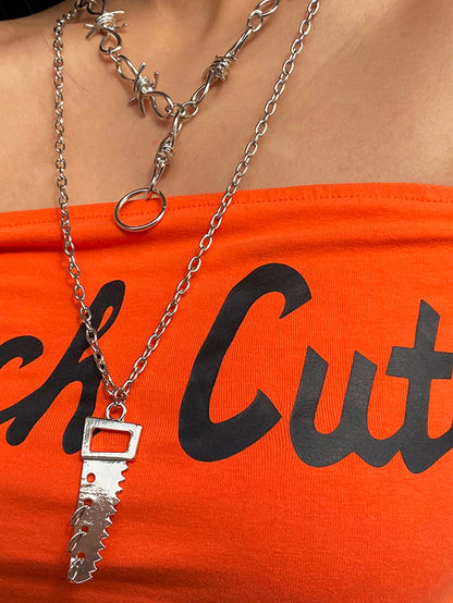 2pcs Metallic Saw & Knot Charm Necklace for Women