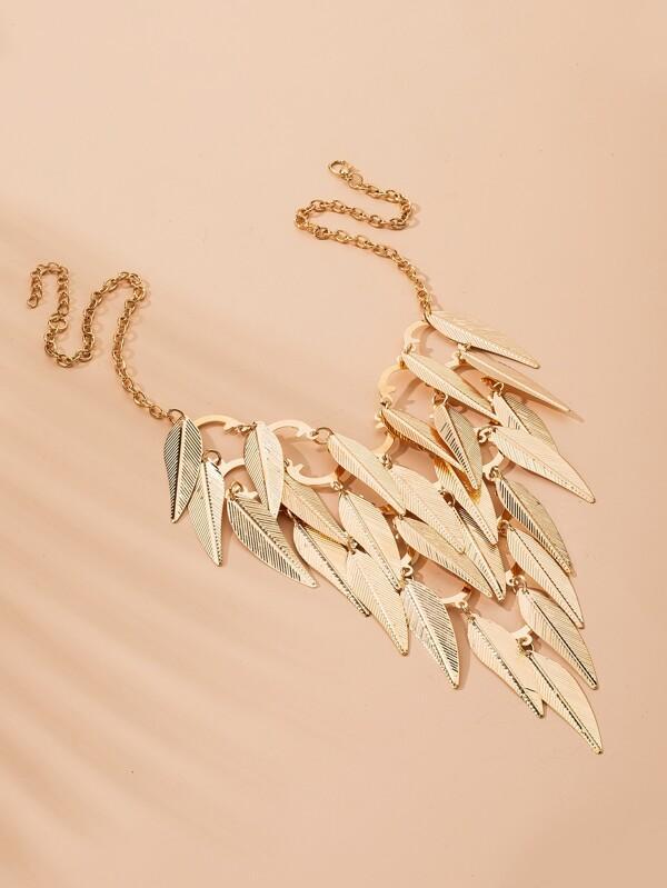 Tiered Leaf Charm Necklace for Women