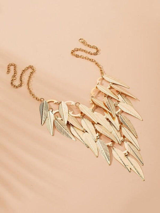 Tiered Leaf Charm Necklace for Women