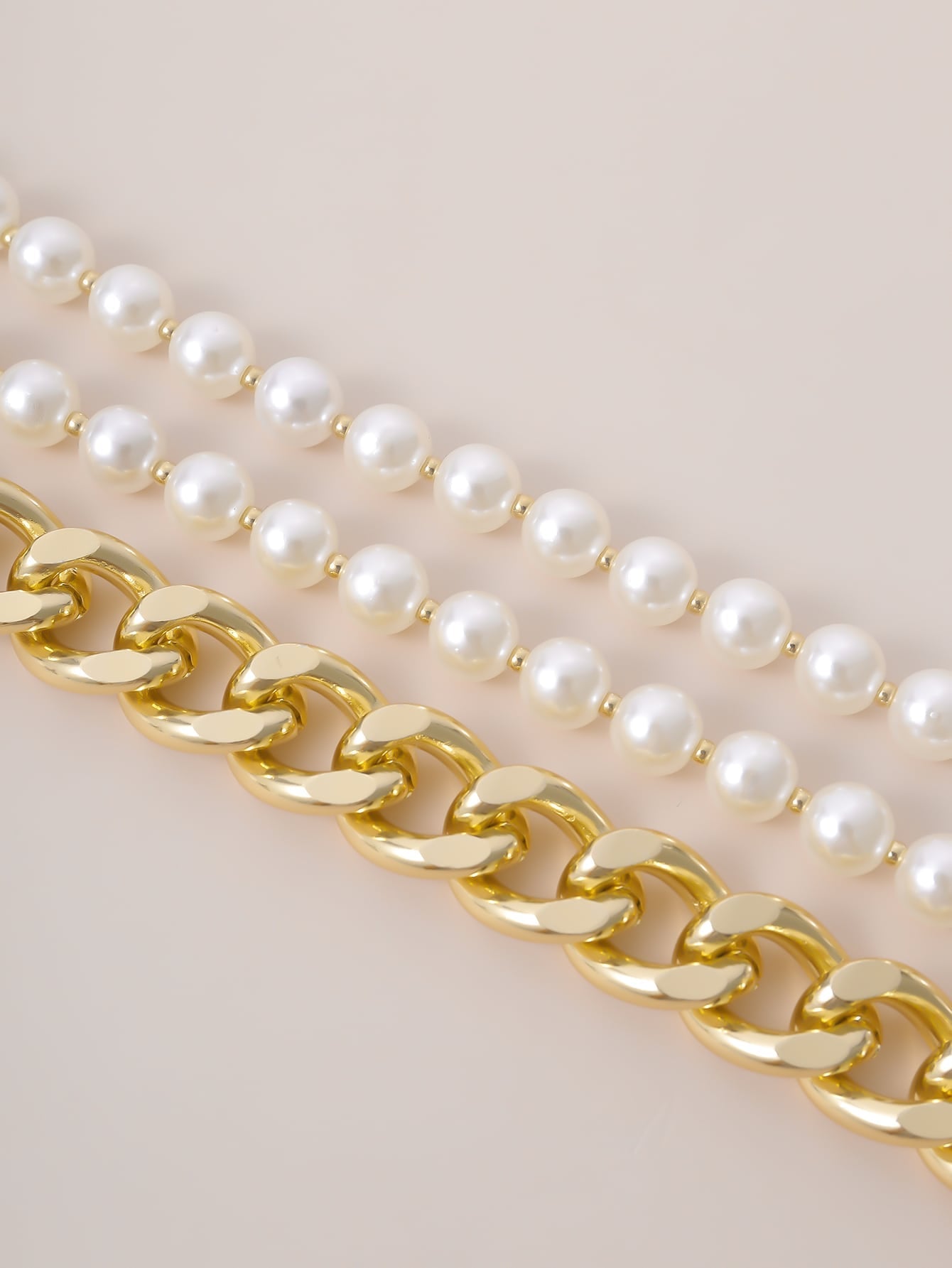 3pcs Faux Pearl Beaded Choker for Women
