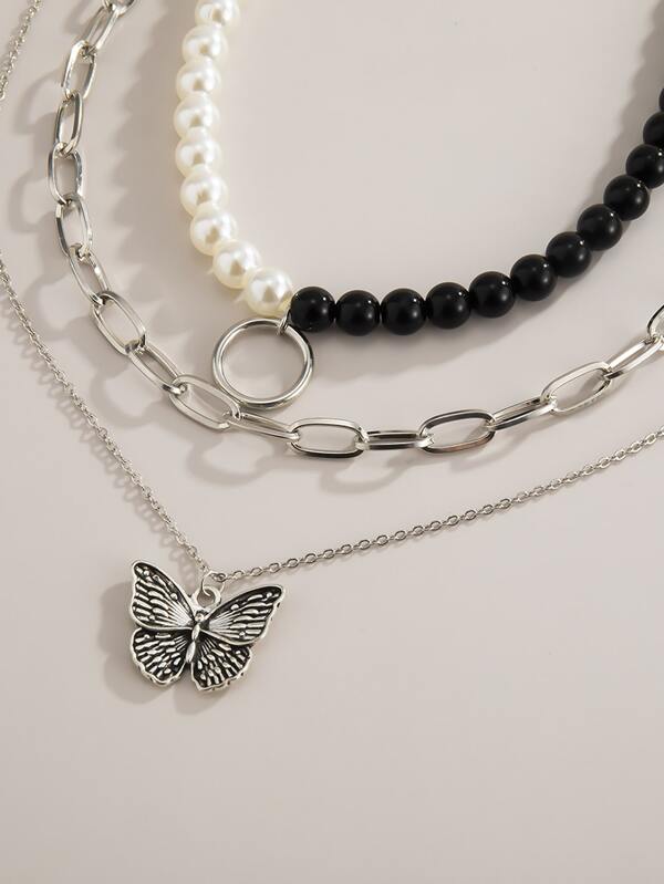 3pcs Butterfly Charm Necklace for Women