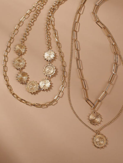 2pcs Textured Metal Layered Necklace for Women