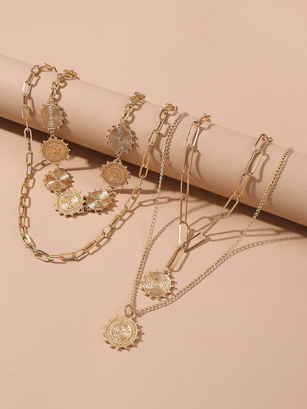 2pcs Textured Metal Layered Necklace for Women