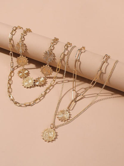 2pcs Textured Metal Layered Necklace for Women