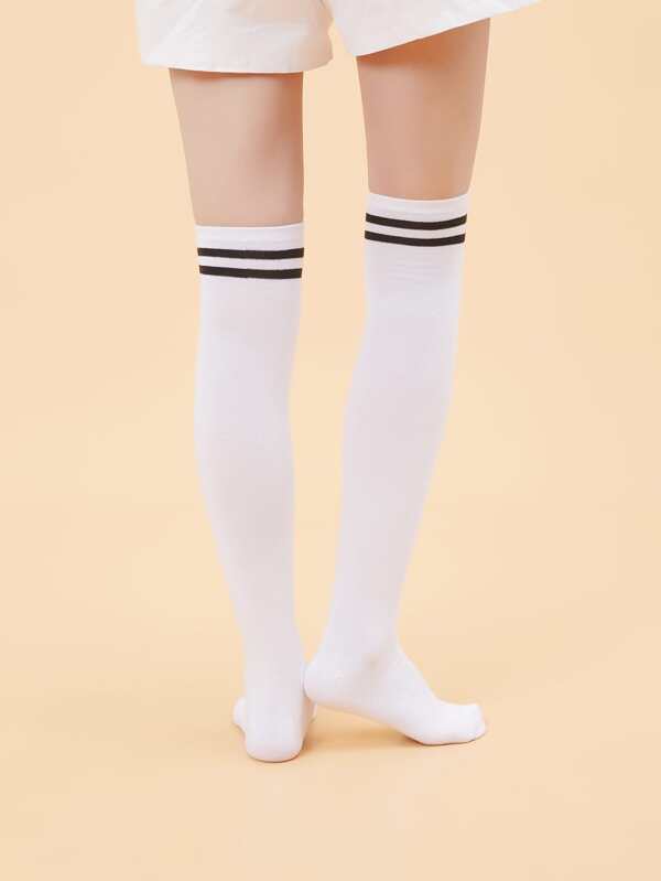 2pairs Striped Over The Knee Socks for Women