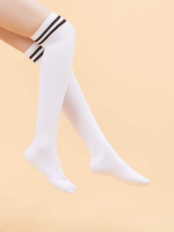 2pairs Striped Over The Knee Socks for Women