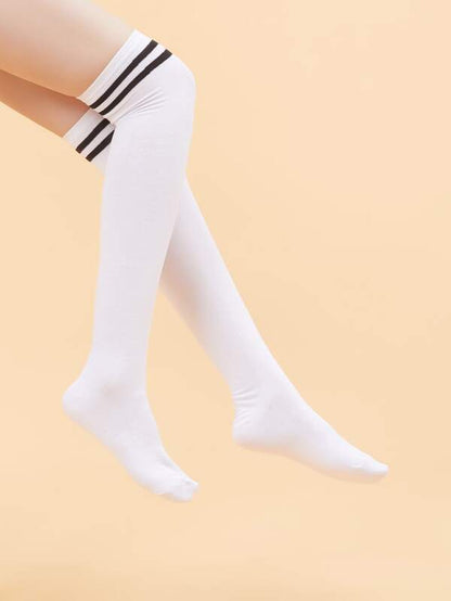 2pairs Striped Over The Knee Socks for Women