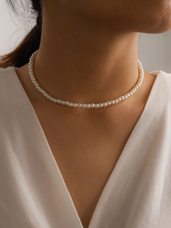 Faux Pearl Beaded Necklace for Women