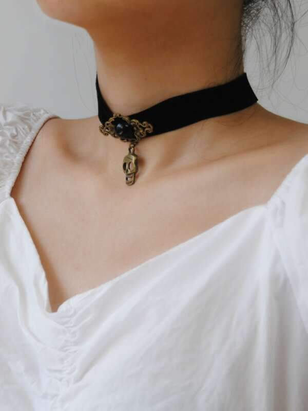 Halloween Skull Charm Choker for Women