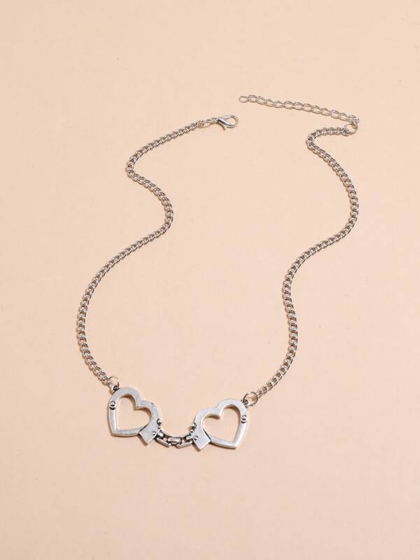 Heart Shaped Handcuffs Decor Necklace for Women