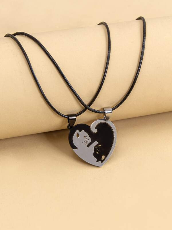 2pcs Cat Charm Necklace for Women