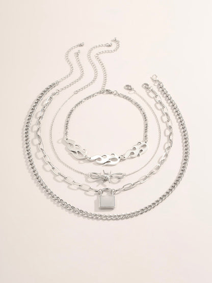 4pcs Flame Decor Necklace for Women