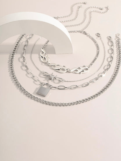 4pcs Flame Decor Necklace for Women