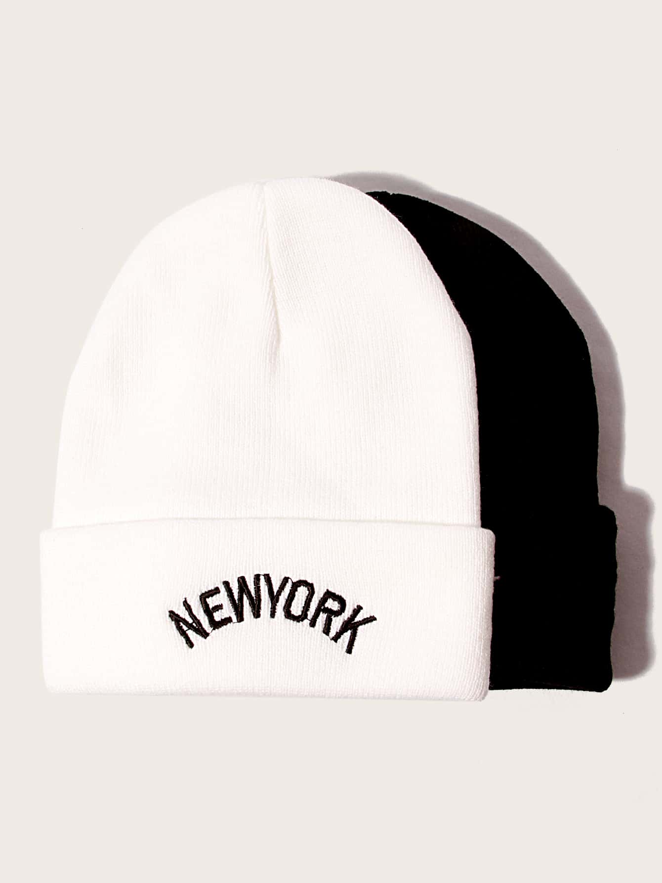 2pcs Women Letter Embroidery Beanie for Women