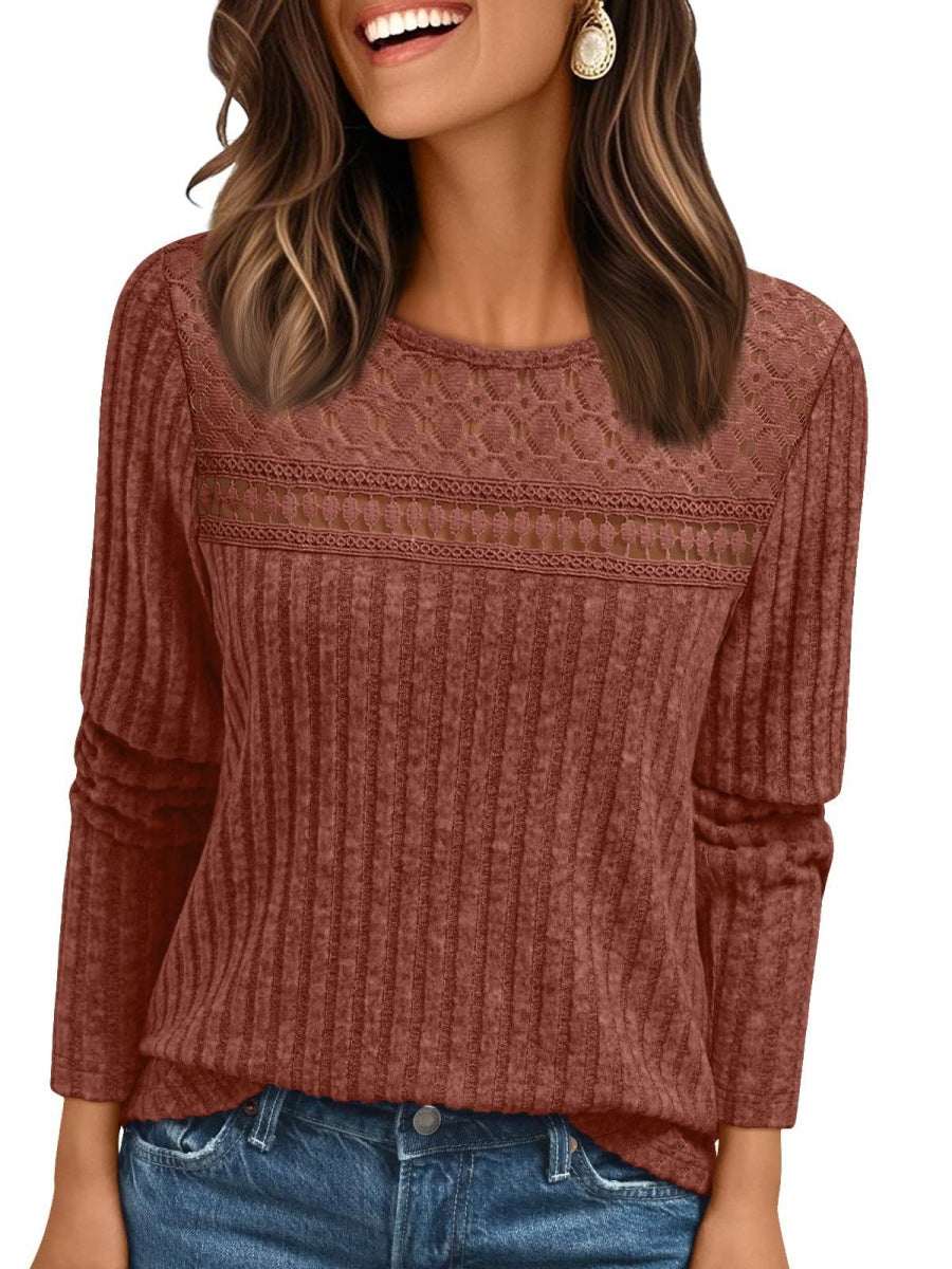 Pit Strip Loose Hollow Lace Stitching T-shirts