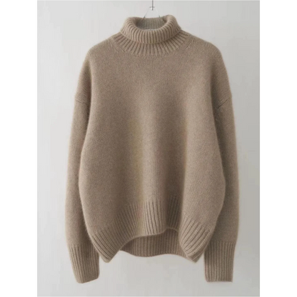 Jersey holgado de cuello alto para mujer con dobladillo y puños acanalados | Ideal para otoño/invierno