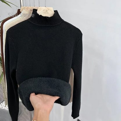 Jersey de cuello alto de polar suave para mujer | Ideal para otoño/invierno