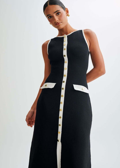 Valeria - Contrast Trim Midi Dress