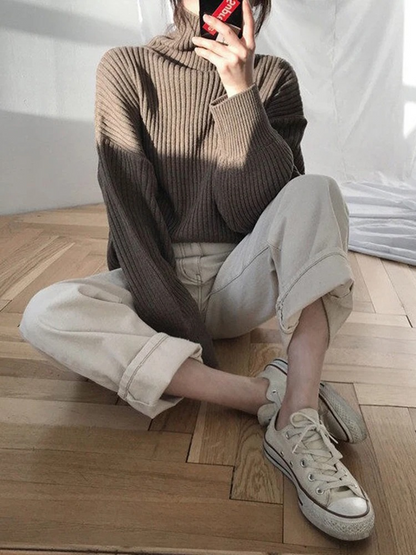 Jersey de cuello alto extragrande con forro grueso para mujer | Ideal para otoño/invierno