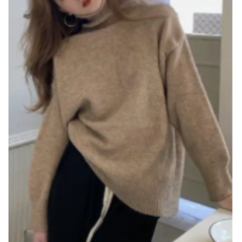 Jersey de punto holgado y suave con cuello alto para mujer | Ideal para otoño/invierno