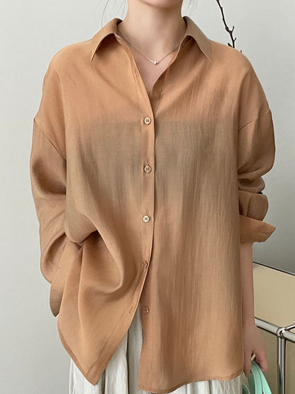 Olivia Loose Lapel Hollowed Back Slit Shirt