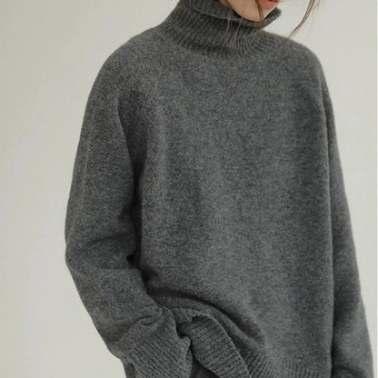 Jersey de cuello alto de punto suave y extragrande para mujer | Ideal para otoño/invierno