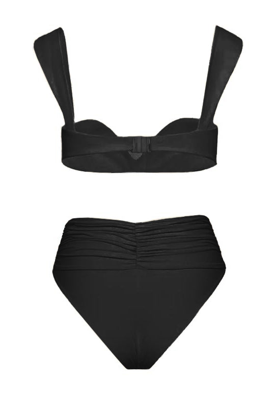 Conjunto de bikini fruncido con adornos