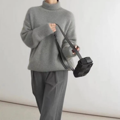 Jersey de punto de cuello alto de corte holgado para mujer | Ideal para otoño/invierno