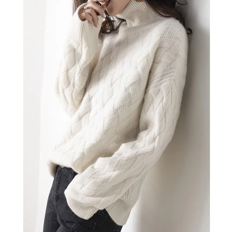 Jersey de punto grueso y moderno para mujer con estampado en zigzag | Ideal para otoño/invierno