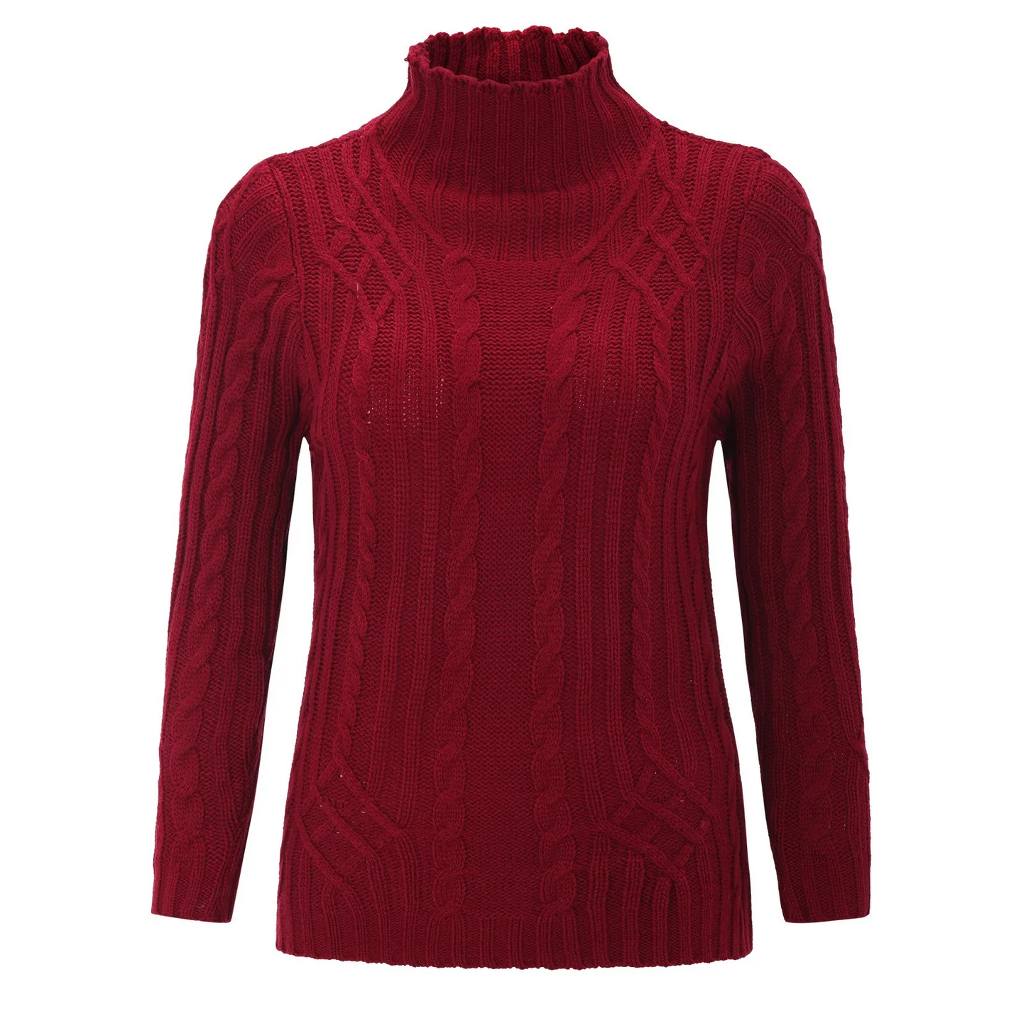 Jersey de cuello alto de punto trenzado suave para mujer | Ideal para otoño/invierno